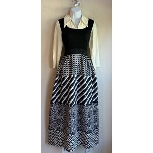 Vintage 70s Gene Stanley A Line Maxi Dress S Gothic Prairie Academia Mod Retro